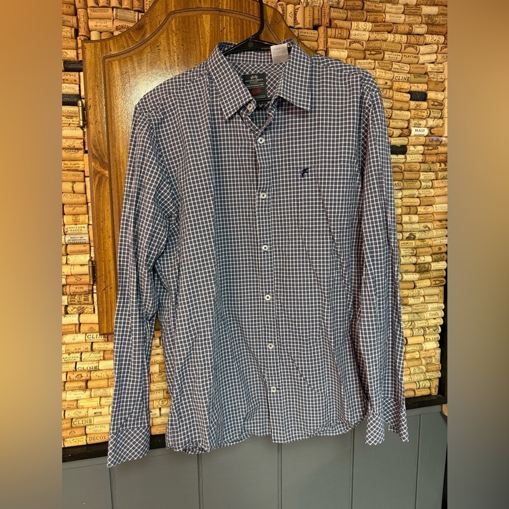 Racing Green plaid stripe button down shirt size XL